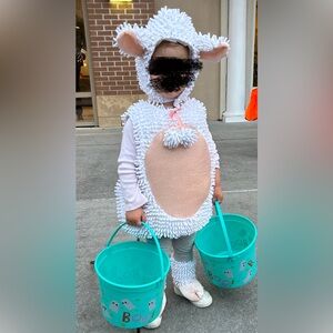 Adorable Lamb Kids Costume - White and Pink